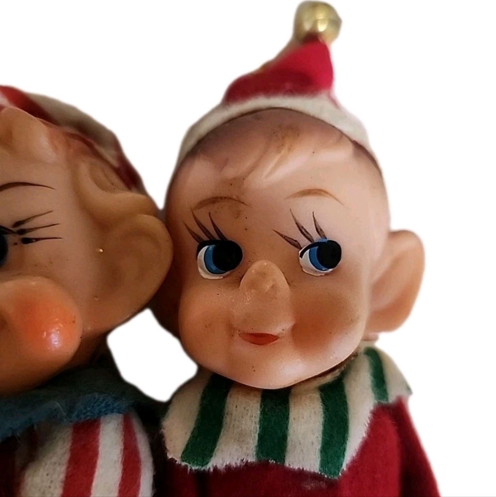 🎈SOLD🎈Vtg Set 4 Knee Hugger Pixie Elf 12" Christmas Ornaments Shelf Sitters - Picture 5 of 13